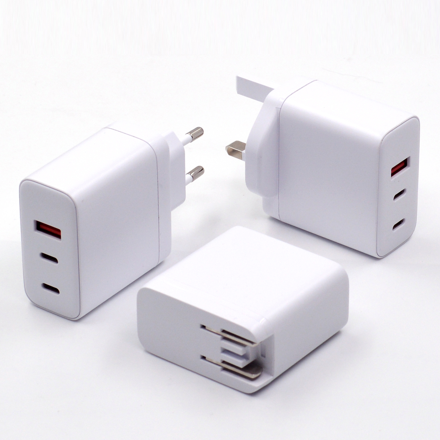 65W PD充电器三口快充输出大方块PD充电头欧规美规英规